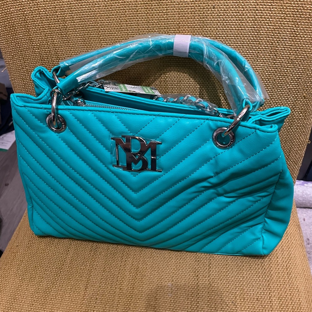 Badgley Mischka Teal Quilted Handbag Shoulder Bag/Crossbody